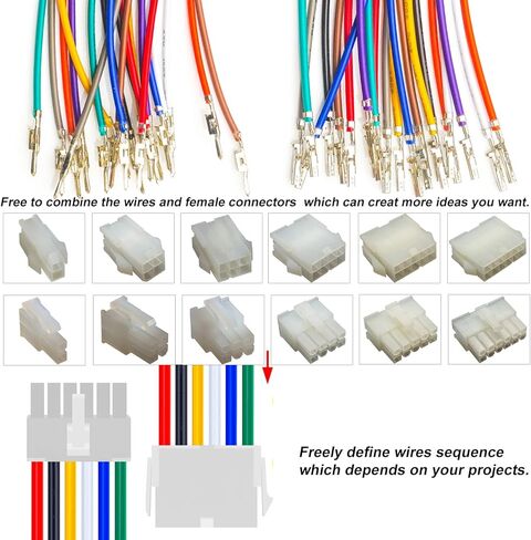 Mini-Fit Jr 4.2 Pre-Crimped Male Female Extension Cable Compatible with Molex 4.2mm, 20AWG UL1007 PVC Cable 10 Colors, 25cm with Dual Row 1/2/3/4/5/6Pin Connector (TC-MX4.2-D-MF-25cm) in Saudi Arabia