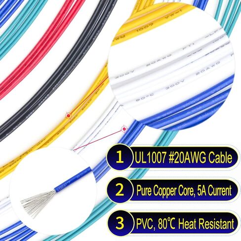 Mini-Fit Jr 4.2 Pre-Crimped Male Female Extension Cable Compatible with Molex 4.2mm, 20AWG UL1007 PVC Cable 10 Colors, 25cm with Dual Row 1/2/3/4/5/6Pin Connector (TC-MX4.2-D-MF-25cm) in Saudi Arabia