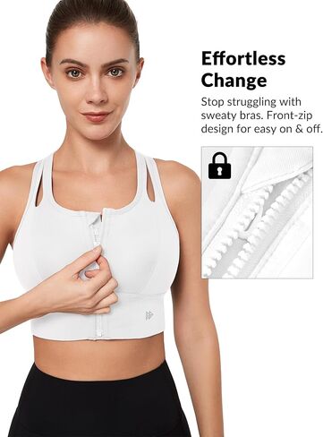 Yvette Sports Bras for Women High Impact Support, Front Zipper Running Bra Plus Size, No Bounce with Racerback & Sewn in Pads in Saudi Arabia