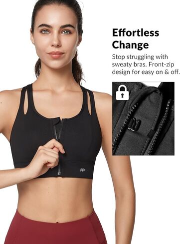 Yvette Sports Bras for Women High Impact Support, Front Zipper Running Bra Plus Size, No Bounce with Racerback & Sewn in Pads in Saudi Arabia