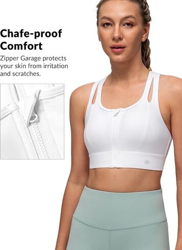 Yvette Sports Bras for Women High Impact Support, Front Zipper Running Bra Plus Size, No Bounce with Racerback & Sewn in Pads in Saudi Arabia
