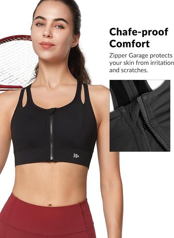 Yvette Sports Bras for Women High Impact Support, Front Zipper Running Bra Plus Size, No Bounce with Racerback & Sewn in Pads in Saudi Arabia