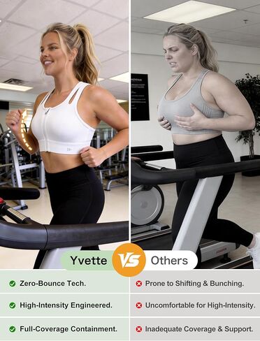 Yvette Sports Bras for Women High Impact Support, Front Zipper Running Bra Plus Size, No Bounce with Racerback & Sewn in Pads in Saudi Arabia