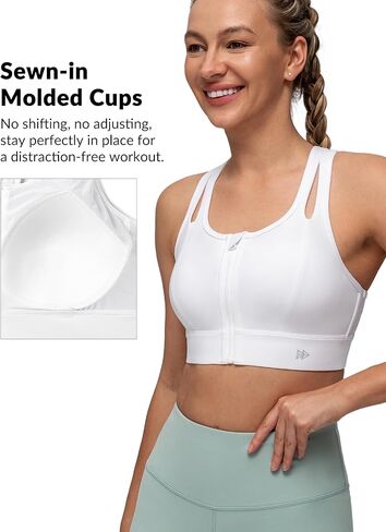 Yvette Sports Bras for Women High Impact Support, Front Zipper Running Bra Plus Size, No Bounce with Racerback & Sewn in Pads in Saudi Arabia