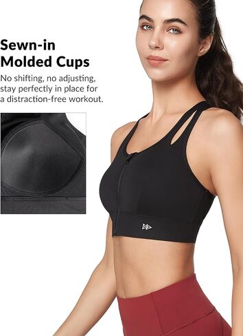 Yvette Sports Bras for Women High Impact Support, Front Zipper Running Bra Plus Size, No Bounce with Racerback & Sewn in Pads in Saudi Arabia