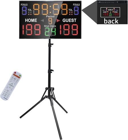 Basketball Scoreboard with Shot Clock, 12/14/24/30/25/60 Seconds, Upgraded Thickening Digital Scoreboard with Remote, Battery Powered Electronic Scoreboard for Indoor Outdoor in Kuwait