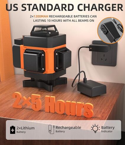 Lusweimi Laser Level with 72'' Tripod, 16-Line 4x360° Self Leveling Green Laser Level with Remote, 2 Batteries and Carry Bag for Construction, Floor Tiling and Home Renovation in Kuwait