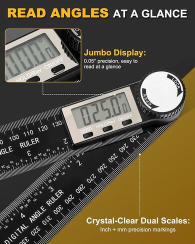 Protractor, Digital Angle Finder Protractor with LCD Display, 2-in-1 360° Angle Measuring Tool and Ruler, Precision Digital Protractor Ruler for Woodworking, Construction, Carpentry in Kuwait