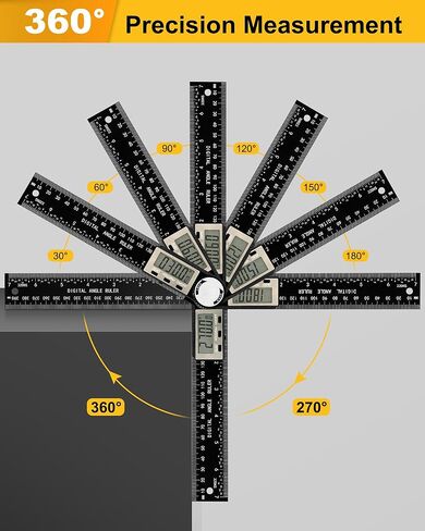 Protractor, Digital Angle Finder Protractor with LCD Display, 2-in-1 360° Angle Measuring Tool and Ruler, Precision Digital Protractor Ruler for Woodworking, Construction, Carpentry in Kuwait