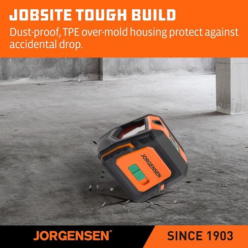 JORGENSEN Laser Level with Tripod & 2 Plumb Dots, 100 FT Self Leveling Point Cross Line Laser Leveler Tool, Wide Angle Green Laser Level for Picture Hanging, Indoor Project, Construction, Carry Bag in Kuwait