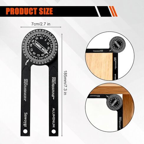 7 Inch Aluminum Miter Saw Protractor, Upgraded High-Precision Angle Measuring Tool, Includes Adjustment Wrench, Ideal for Carpenters, Plumbers, Construction Workers, and Home DIY Enthusiasts in Kuwait