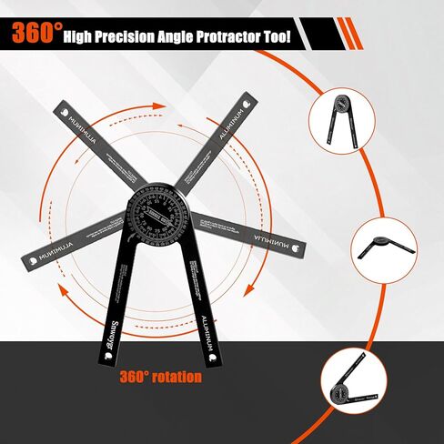 7 Inch Aluminum Miter Saw Protractor, Upgraded High-Precision Angle Measuring Tool, Includes Adjustment Wrench, Ideal for Carpenters, Plumbers, Construction Workers, and Home DIY Enthusiasts in Kuwait