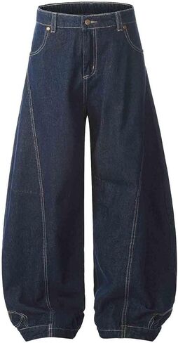 Women's Wide Leg Jeans Vintage Y2K Reconstruction Curved Hem Embroidery Baggy High Waist Banana Pants in Kuwait