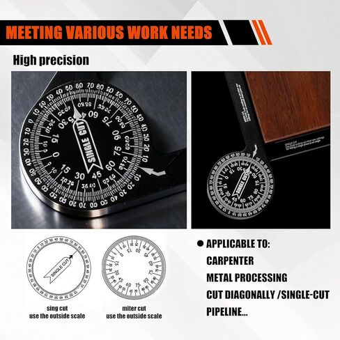7 Inch Aluminum Miter Saw Protractor, Upgraded High-Precision Angle Measuring Tool, Includes Adjustment Wrench, Ideal for Carpenters, Plumbers, Construction Workers, and Home DIY Enthusiasts in Kuwait