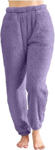 المرأة غامض بنطلون طويل وواسع مرونة عالية الخصر مريح دافئ لينة بيجامة بانت خريف شتاء فضفاض صالح بلون قيعان in Kuwait