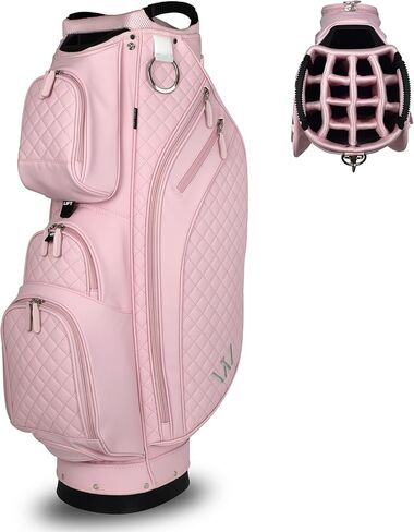 Luxury Womens Golf Bag, PU Leather Golf Cart Bag with Dual Handles for Women/Ladies, 14-Way Full-Length Top Dividers, Large Putter Well, Ultra Lightweight, Large Pockets for Accessories in Saudi Arabia