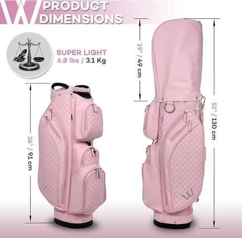Luxury Womens Golf Bag, PU Leather Golf Cart Bag with Dual Handles for Women/Ladies, 14-Way Full-Length Top Dividers, Large Putter Well, Ultra Lightweight, Large Pockets for Accessories in Saudi Arabia