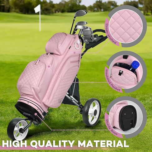 Luxury Womens Golf Bag, PU Leather Golf Cart Bag with Dual Handles for Women/Ladies, 14-Way Full-Length Top Dividers, Large Putter Well, Ultra Lightweight, Large Pockets for Accessories in Saudi Arabia
