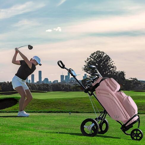 Luxury Womens Golf Bag, PU Leather Golf Cart Bag with Dual Handles for Women/Ladies, 14-Way Full-Length Top Dividers, Large Putter Well, Ultra Lightweight, Large Pockets for Accessories in Saudi Arabia