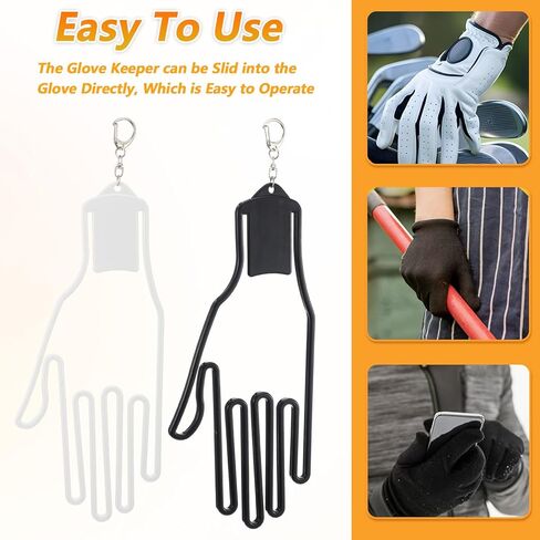 2 Pcs Golf Glove Holder, Glove Stretcher Hanger with Keychain, Keeper Rack Golf Gloves Dryer Shaper Tool Accessories Frame Guardian Hook to Bag Gifts for Men Women Golfer in Saudi Arabia