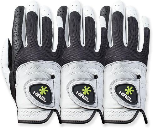 قفازات HIRZL Trust Control 2.0 للجولف، قفاز جولف رجالي لجميع الأحوال الجوية، أبيض/أسود، نخيل جلد الكنغر، مقبض خلفي من جلد Cabretta، موثوق به من قبل Pro's، خالٍ من العرق، قبضة نهائية in Kuwait