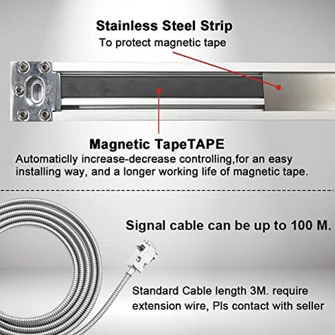 3 محاور DRO قراءات رقمية مقياس مغناطيسي DRO طقم عرض مخرطة طحن CNC، طول السفر DIY in Kuwait