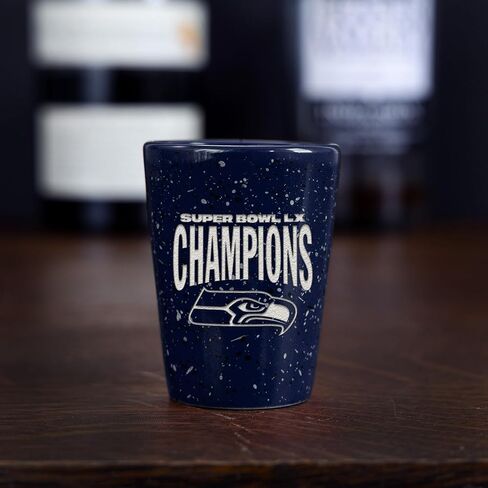 ريكو إندستريز NFL Football Seattle Seahawks 2026 Super Bowl LX Champions 2oz زجاج سيراميك للجماهير، محفور بالليزر في زجاج طلقة واحد بلون الفريق in Saudi Arabia