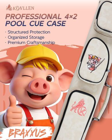KONLLEN Pool Cue Case 2x4 Hard Pool Stick Case with Multi-pocket Holds 2 Butts 4 Shafts Billiards Cue Bag with Adjustable Shoulder Straps for Adults (Pink) in Kuwait