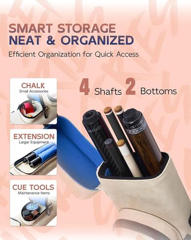 KONLLEN Pool Cue Case 2x4 Hard Pool Stick Case with Multi-pocket Holds 2 Butts 4 Shafts Billiards Cue Bag with Adjustable Shoulder Straps for Adults (Pink) in Kuwait