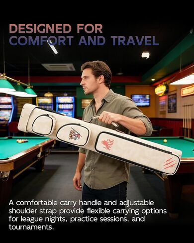 KONLLEN Pool Cue Case 2x4 Hard Pool Stick Case with Multi-pocket Holds 2 Butts 4 Shafts Billiards Cue Bag with Adjustable Shoulder Straps for Adults (Pink) in Kuwait