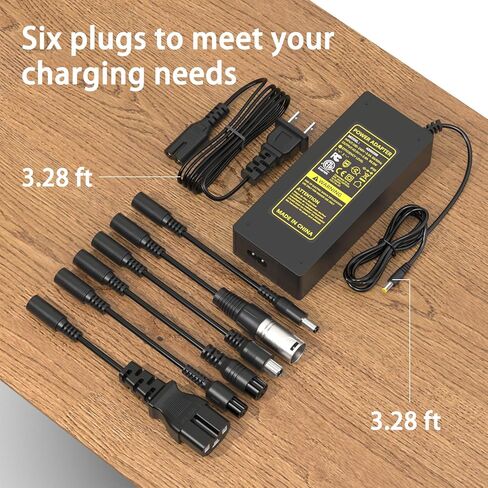 ETL معتمد 42V 2A سكوتر كهربائي وشاحن سريع لبطارية ليثيوم 36V 10S، مقابس بديلة عالمية 7 في 1 لدراجة Gotrax/Jetson/Razor/Ninebot/Segway، إلخ in Kuwait