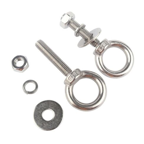 مسامير عين من الفولاذ المقاوم للصدأ مقاس 3/8 بوصة × 2 بوصة مع غسالة صواميل، مسامير ذات عيون M10X50 مم للكرسي المتأرجح والأرجوحة في الحديقة والشرفة وأضواء معلقة in Kuwait