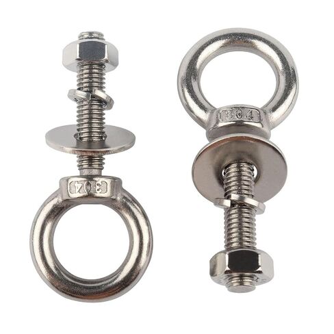 مسامير عين من الفولاذ المقاوم للصدأ مقاس 3/8 بوصة × 2 بوصة مع غسالة صواميل، مسامير ذات عيون M10X50 مم للكرسي المتأرجح والأرجوحة في الحديقة والشرفة وأضواء معلقة in Kuwait