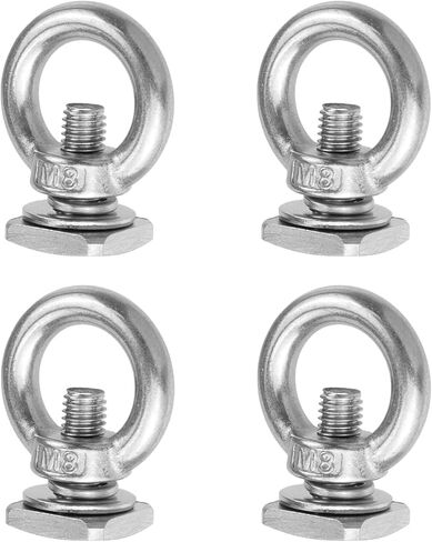 Antrader T Track Mount Tie Down Anchor for Roof Rack,4 Sets M8 T Track Bolts Heavy Duty Lifting Eye Bolts Stainless Steel Roof Rack T Slot Bolt for Holding Bungee Cord, Ropes, Hooks (Black) in Saudi Arabia