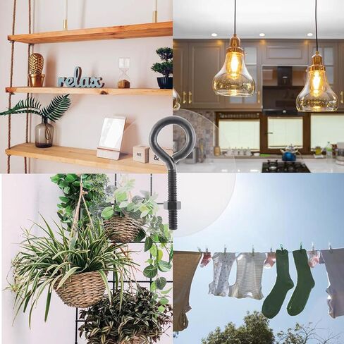 Wright Products Eye Bolt, 10-Pack, 2.6 inch x .25 inch, Heavy-Duty, Weather-Resistant for Outdoor & Indoor Use - Multipurpose Eye Bolt for Hanging Plants, Decorations, DIY Projects, Matte Black in Kuwait