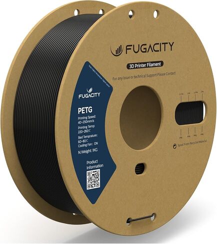 Fugacity PETG Filament 1.75mm, Black 3D Printer Filament 2 Roll 1KG Spool Bundles, Dimensional Accuracy +/- 0.02mm, Enhanced Printing Effect Fits Most FDM 3D Printers in Saudi Arabia