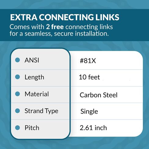سلسلة بكرات ناقل الخشب PGN 81X × 10 أقدام + 2 وصلات توصيل in Kuwait
