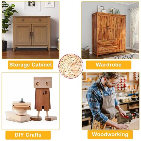240Pcs Wood Dowels Kit 1/4 3/8 5/16 Inch Dowel Rods Pins with Tapered End with Bevel Angle Groove Wood Pegs for Repair Replacement Furniture Woodworking DIY Crafts in Saudi Arabia