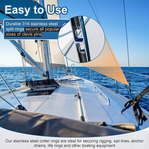 66 Pcs 5 Sizes Stainless Steel Cotter Ring Kit, Durable 316 Stainless Steel Split Rings Secure Popular Sizes of Clevis Pins, Corrosion Resistant Marine Hardware for Hitch Pin Lock Systems in Kuwait