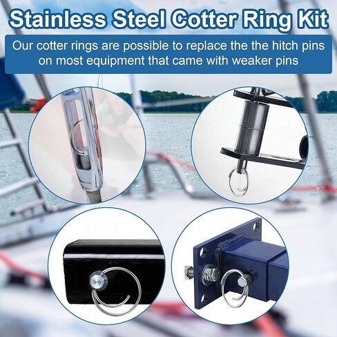 66 Pcs 5 Sizes Stainless Steel Cotter Ring Kit, Durable 316 Stainless Steel Split Rings Secure Popular Sizes of Clevis Pins, Corrosion Resistant Marine Hardware for Hitch Pin Lock Systems in Kuwait