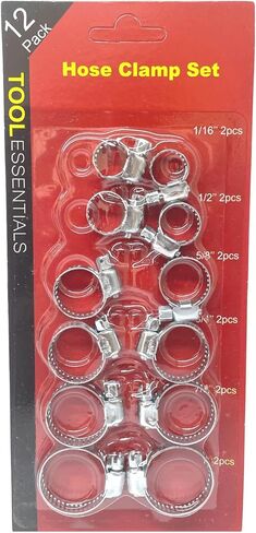 12-Pack 304 Stainless Steel Adjustable Worm Gear Hose Clamps Assortment Kit – Rust-Resistant Pipe & Duct Clamps (6 Sizes) in Kuwait