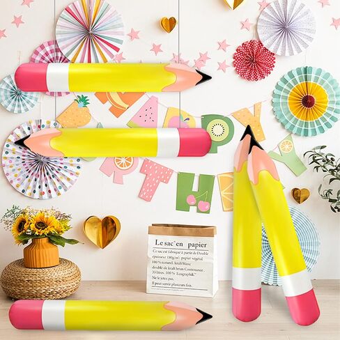 4 Pcs Large Giant Inflatable Pencil Balloon Birthday Party Back To School Graduation Favor Blow Up Balloon Hanging Classroom Decoration Suitable for Classroom Garden Room Birthday Party Decorations in Kuwait