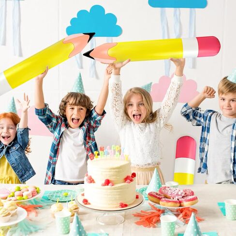 4 Pcs Large Giant Inflatable Pencil Balloon Birthday Party Back To School Graduation Favor Blow Up Balloon Hanging Classroom Decoration Suitable for Classroom Garden Room Birthday Party Decorations in Kuwait