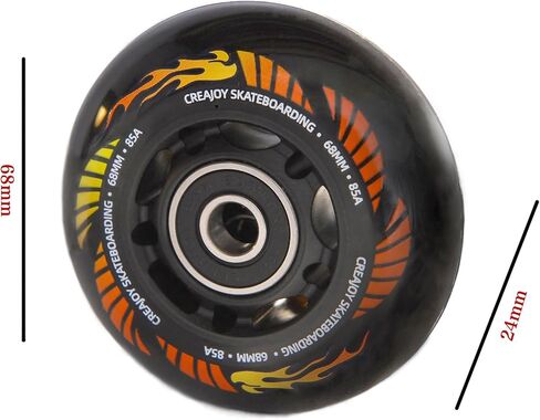 Casterboard Ripstik، عجلات بديلة للتزلج مضمنة 68 مم 85A مع محامل، مجموعة من 2 in Kuwait