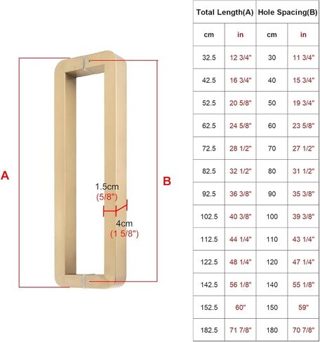 Stainless Steel Square Push Pull Door Handle, Commercial Swing Door Replacement, Durable Double Sided Glass Door Hardware in Kuwait