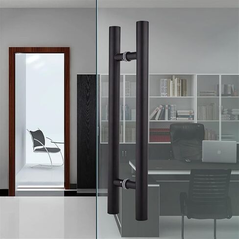 2 Pack Industrial Pipe Door Pull Handle, Black Rustic Industrial Grab Bar, Stainless Steel Door Handle H-Shape, for Home/Shop/Garage/Office (Size : 800 * 600mm) (Black 600 * 400mm) in Kuwait
