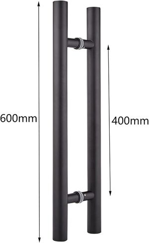 2 Pack Industrial Pipe Door Pull Handle, Black Rustic Industrial Grab Bar, Stainless Steel Door Handle H-Shape, for Home/Shop/Garage/Office (Size : 800 * 600mm) (Black 600 * 400mm) in Kuwait