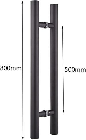 2 Pack Industrial Pipe Door Pull Handle, Black Rustic Industrial Grab Bar, Stainless Steel Door Handle H-Shape, for Home/Shop/Garage/Office (Size : 800 * 600mm) (Black 800 * 500mm) in Kuwait