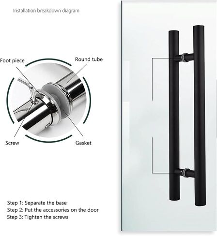 2 Pack Industrial Pipe Door Pull Handle, Black Rustic Industrial Grab Bar, Stainless Steel Door Handle H-Shape, for Home/Shop/Garage/Office (Size : 800 * 600mm) (Black 800 * 500mm) in Kuwait