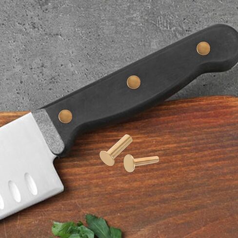 4 Pairs Stainless Steel Knife Handle Rivet Set - Diy Fixing Kit For Wooden Grip Repair, Replacement Fasteners For Kitchen Knife Restoration Projects Gold in Saudi Arabia